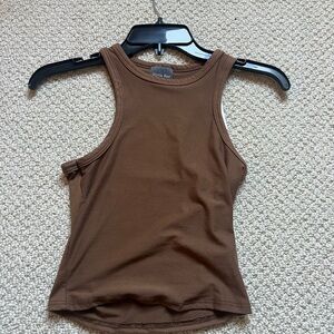 Olivia Rae Fitted Brown Sleeveless Tank Top